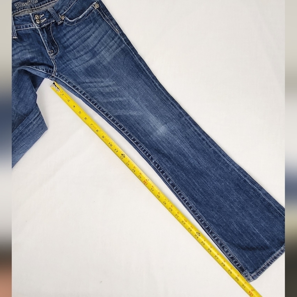 Miss Me Medium Wash Boot Cut Denim Jeans Black lace And Jewel Embellishments - Picture 8 of 13